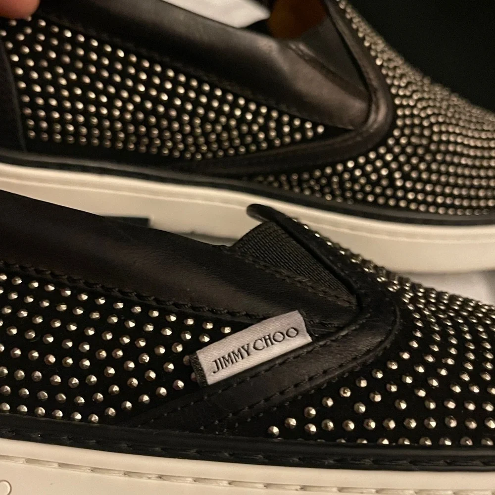 JIMMY CHOO Studded Black Slip-On Men's Shoes            SIZE 41EU /8US